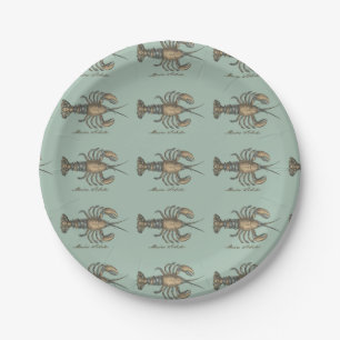 Hummer-Illustration Antique Maine Seafood Pappteller