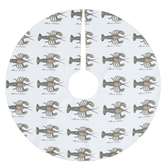 Hummer-Illustration Antique Maine Seafood Polyester Weihnachtsbaumdecke (Vorderseite)