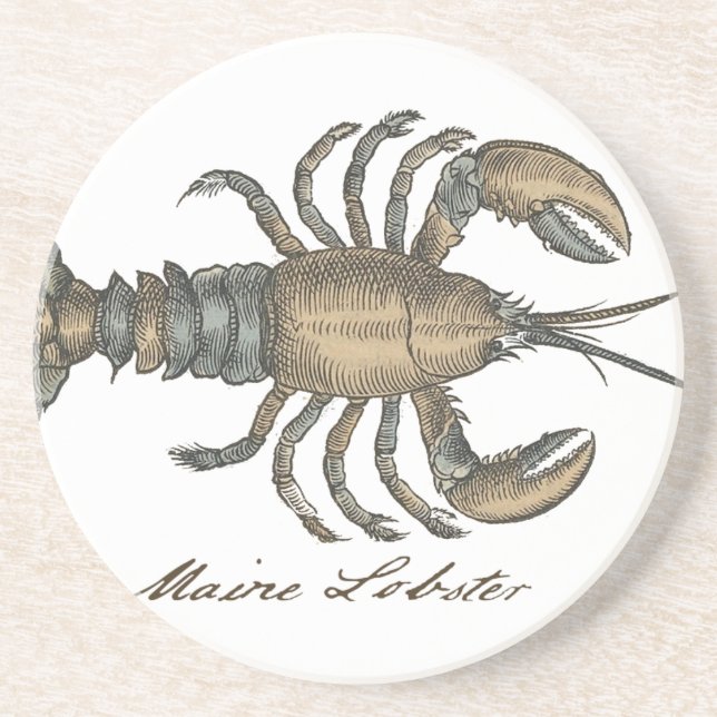Hummer-Illustration Antique Maine Seafood Sandstein Untersetzer (Vorne)