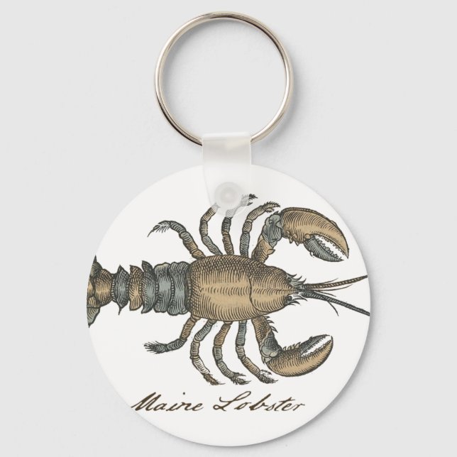 Hummer-Illustration Antique Maine Seafood Schlüsselanhänger (Vorderseite)