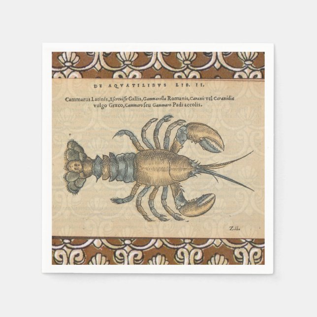 Hummer-Illustration Antique Maine Seafood Serviette (Vorderseite)
