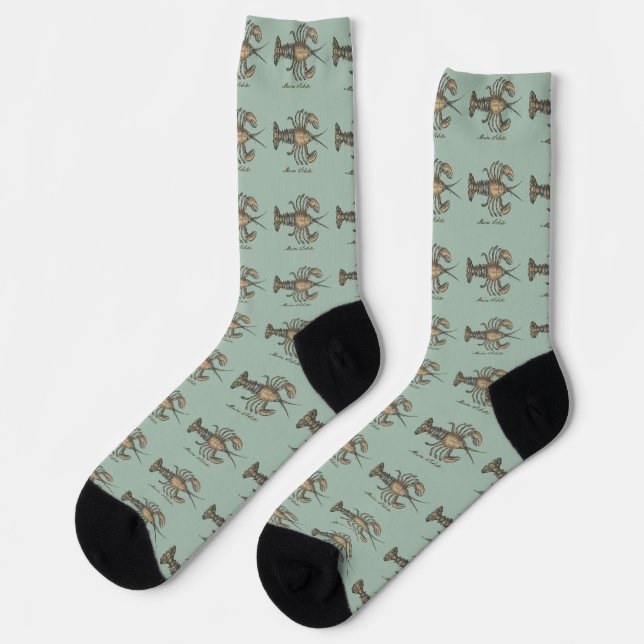 Hummer-Illustration Antique Maine Seafood Socken (Linkes Detail)