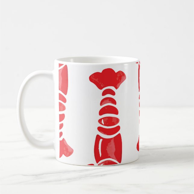 Hummer-Illustration: Aquarellfarben Nahtloser Hint Kaffeetasse (Links)