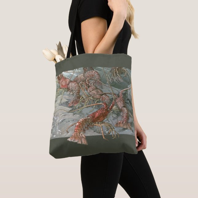 Hummer im Ozean, Vintager Jugendstil Tasche (Von Nahem)