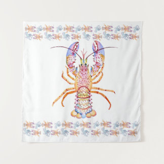 Hummer in Rosa und Blau Wandteppich