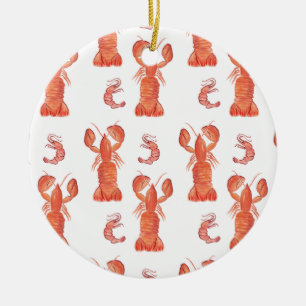 Hummer-Krebs-Wasserfarben-Gemaltes-Muster  Keramik Ornament