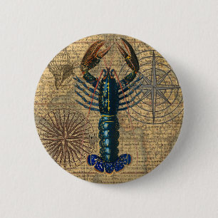 Hummer Languste Meeresfrüchte Button