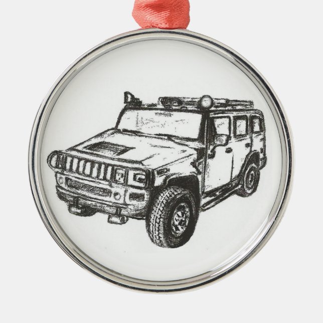 Hummer-LKW-Gewohnheits-Verzierung Silbernes Ornament (Vorne)