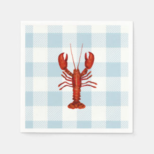 Hummer Malerei Nautical Blue Gingham Coastal Serviette