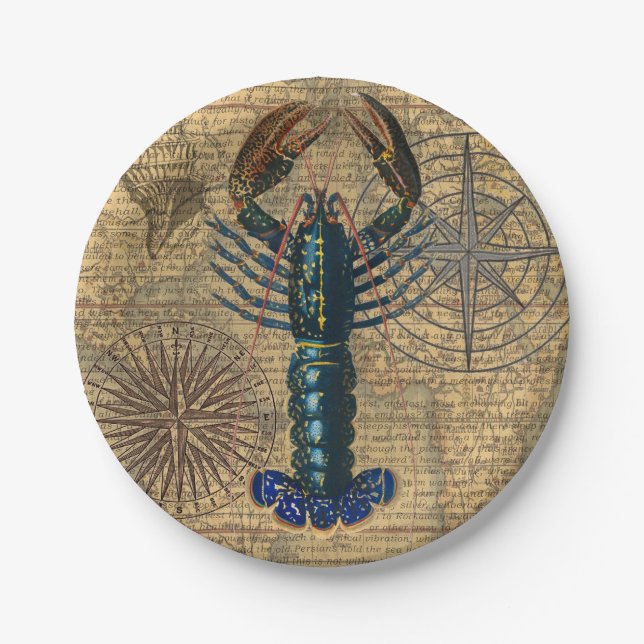 Hummer-Meeresfrüchte Maine Classic Ocean Pappteller (Vorderseite)