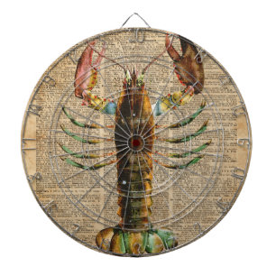 Hummer-MittelmeerMeereswelt-Vintage Grafik Dartscheibe