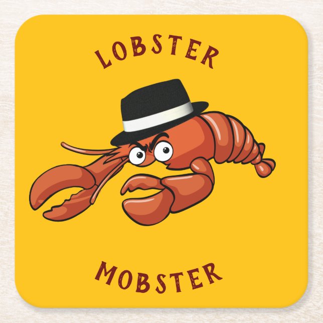 Hummer Mobster 🦞 weiträumiger Mit Augen Niedliche Rechteckiger Pappuntersetzer (Vorderseite)