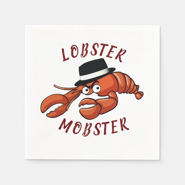 Hummer Mobster 🦞 weiträumiger Mit Augen Niedliche Serviette (Vorderseite)