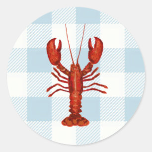 Hummer Painting Nautical Gingham Karo Runder Aufkleber