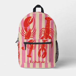 Hummer Pop Fette Krustentiere auf Candy-Streifen Bedruckter Rucksack
