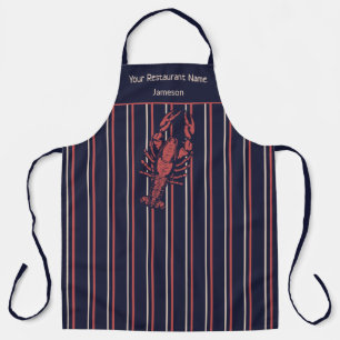 Hummer Restaurant Navy Blau und Rot gestreift Schürze