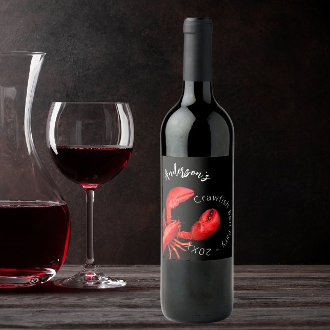 Hummer Roter Krabbenfisch Kohlenname Party Weinetikett (Von Creator hochgeladen)