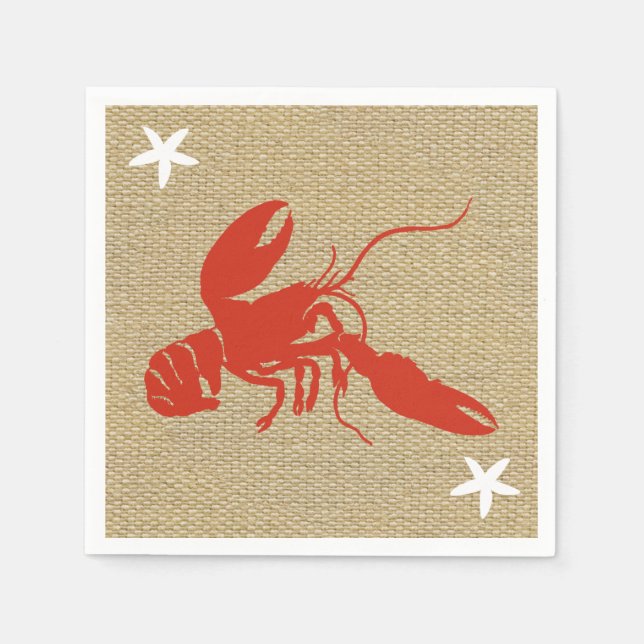 Hummer & Starfish Nautic Beach Imitats Burlap Serviette (Vorderseite)