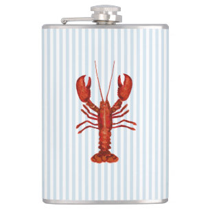 Hummer-Strand Nautisch Blau Streifen Flachmann