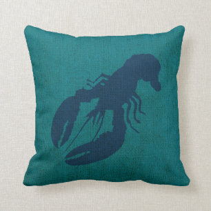 Hummer und Krabbe im Ozean grün-blau Kissen