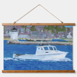 Hummerboot Portland, Maine Wandteppich Mit Holzrahmen