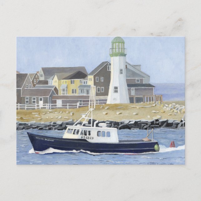 Hummerboot Scituate Harbor Postkarte (Vorderseite)