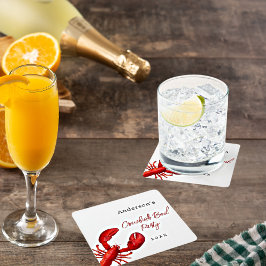 Hummerkrabbe Party rot Rechteckiger Pappuntersetzer