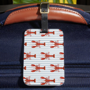 Hummermalerei Nautical Blue Stripe Coastal Gepäckanhänger