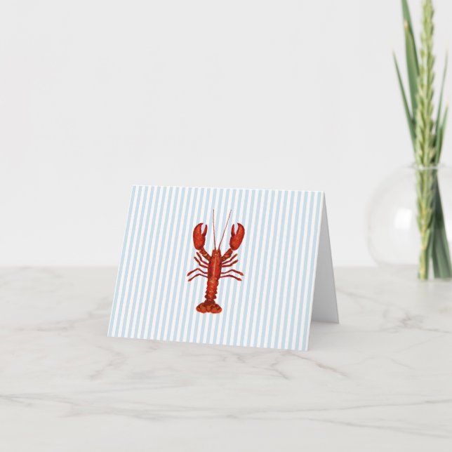 Hummermalerei Nautical Blue Stripe Coastal Karte (Vorderseite)