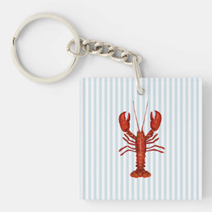 Hummermalerei Nautical Blue Stripe Coastal Schlüsselanhänger