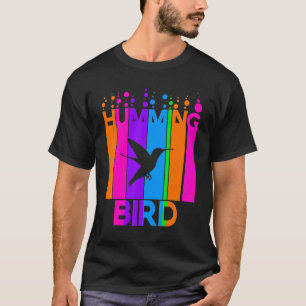 Humming Bird Animal Rainbow Buble with Silhouette T-Shirt