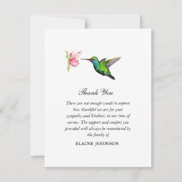 Humming bird Floral Beerdigung Foto Vielen Dank Dankeskarte