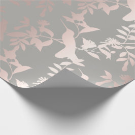 Humming-bird Floral Tropic Summer Pink Gray Geschenkpapier