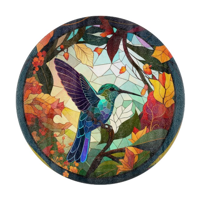 Humming Bird gestettetes Glas Schneidebrett (Vorderseite)