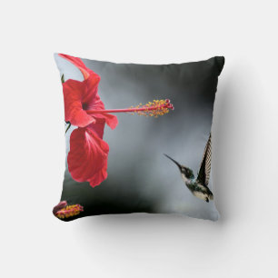 Humming Bird und Rote Blume Kissen