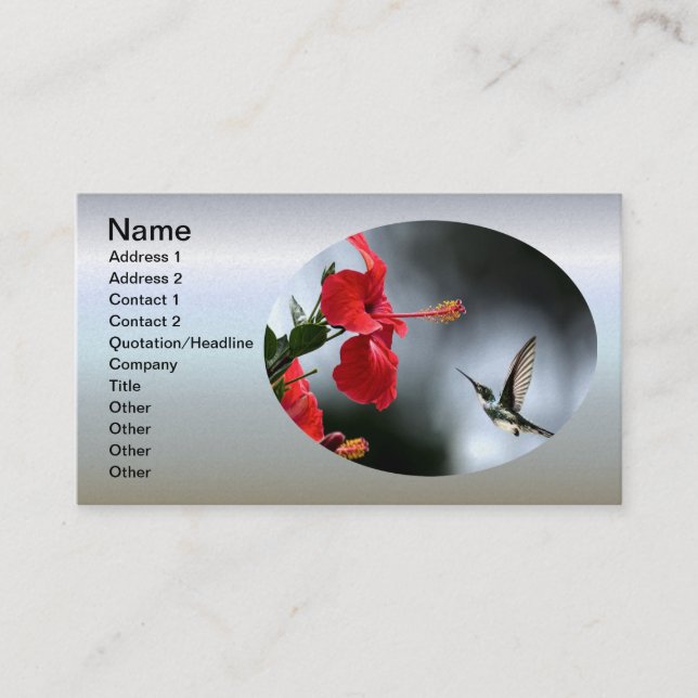 Humming Bird und Rote Blume Visitenkarte (Vorderseite)