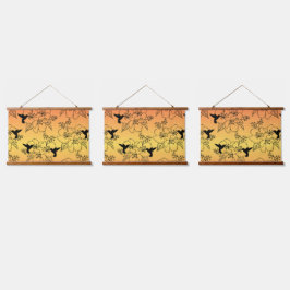 Humming Bird Wood Topped Wall Tapestes Wandteppich Mit Holzrahmen
