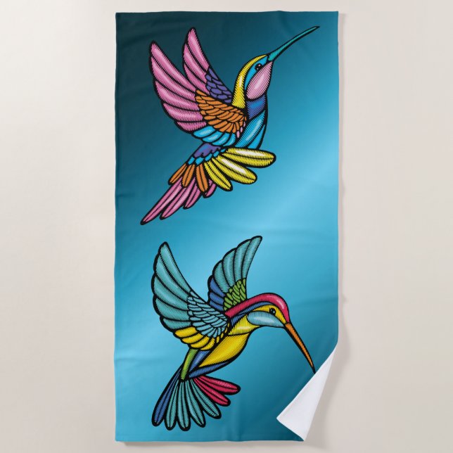 Humming Birds Beach Handtuch (Vorderseite)