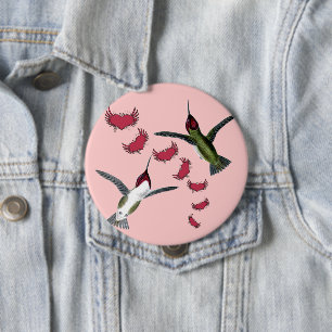 Humming Birds Grunge Herz mit Flügeln Button