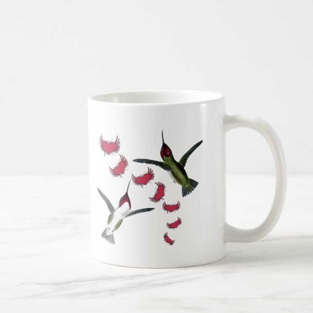 Humming Birds Grunge Herz mit Flügeln Kaffeetasse (Rechts)