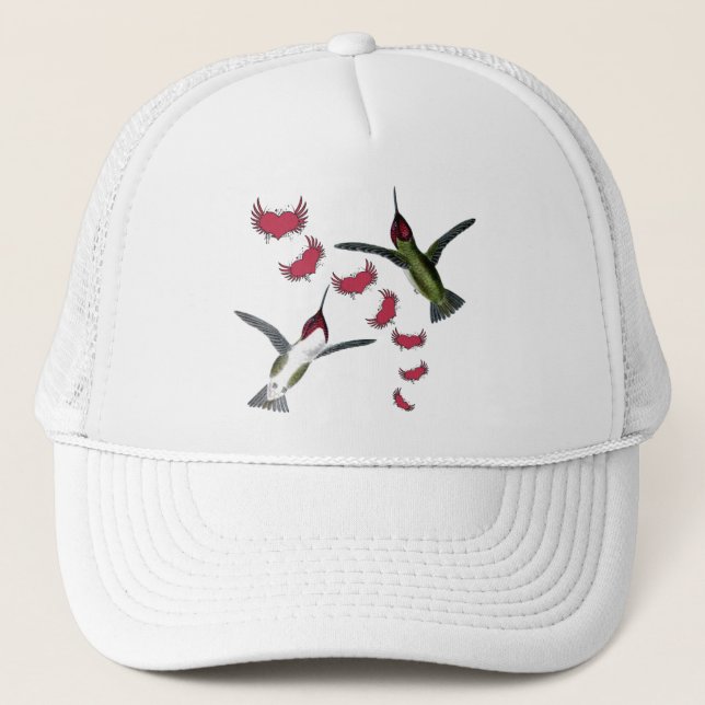 Humming Birds Grunge Herz mit Flügeln Truckerkappe (Vorderseite)