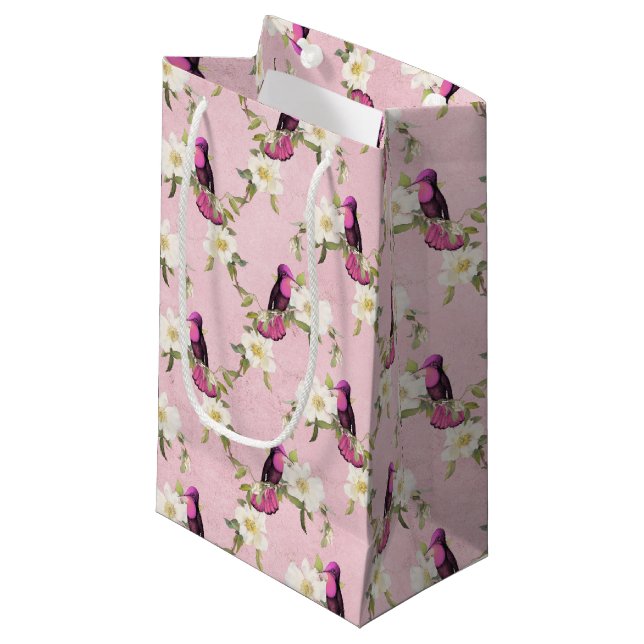 Humming Birds Series Design Eight Small Geschenkta Kleine Geschenktüte (Vorderseite Schrägansicht)