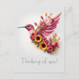 Humming Vogel fliegt Denken Sie an Sie Postkarte
