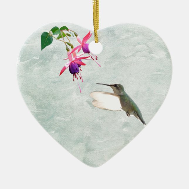 Hummingbird and Fuschia Keramik Ornament (Vorne)