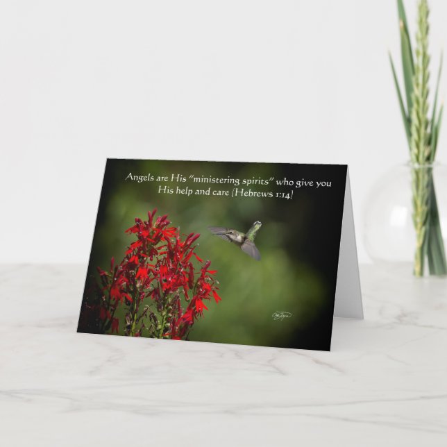 Hummingbird Angels Grußkarte mit Bibelverse Karte (Vorderseite)