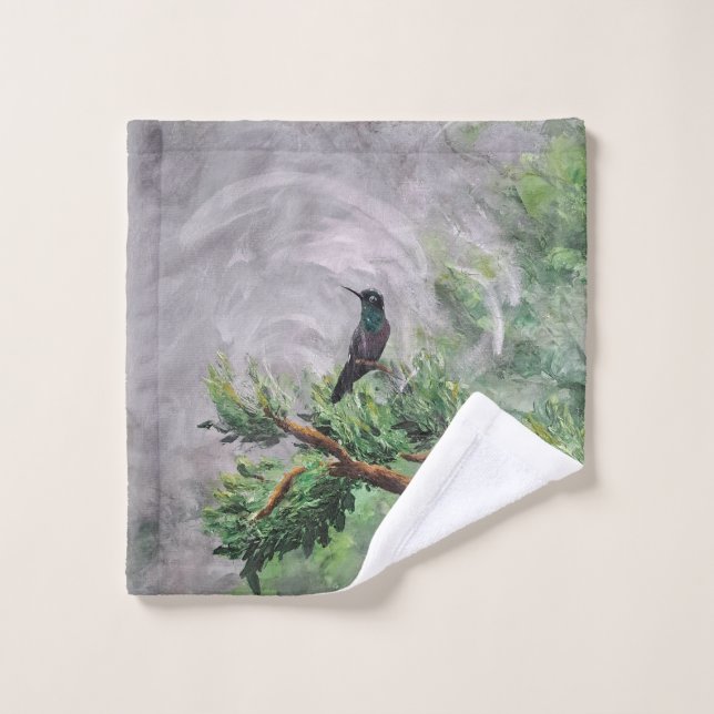 Hummingbird auf der Abzweigung der Blätter Badhandtuch Set (Waschlappen)