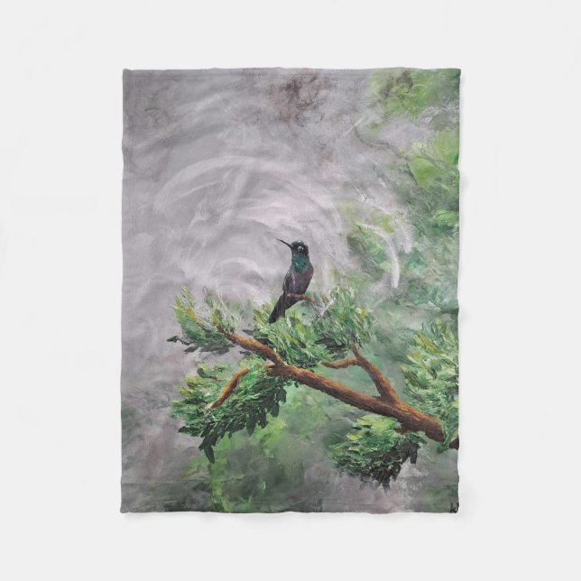 Hummingbird auf der Abzweigung der Blätter Fleecedecke (Vorderseite)