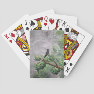 Hummingbird auf der Abzweigung der Blätter Spielkarten