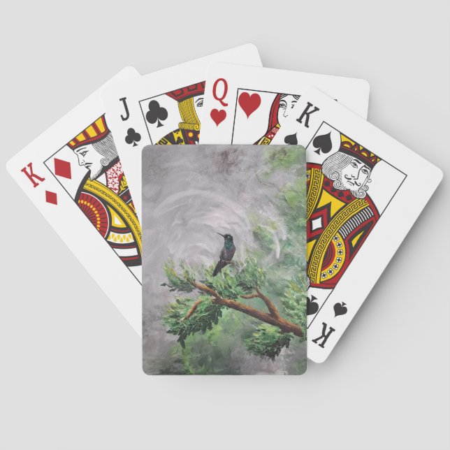 Hummingbird auf der Abzweigung der Blätter Spielkarten (Rückseite)