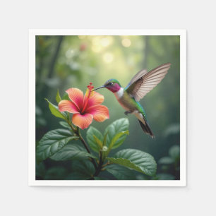 Hummingbird auf einem Hibiskus Serviette